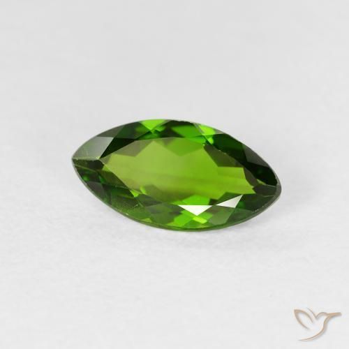 Diopside Chrome Medium Dark-Green naturelle Marquise, 1.14 ct, VS-SI