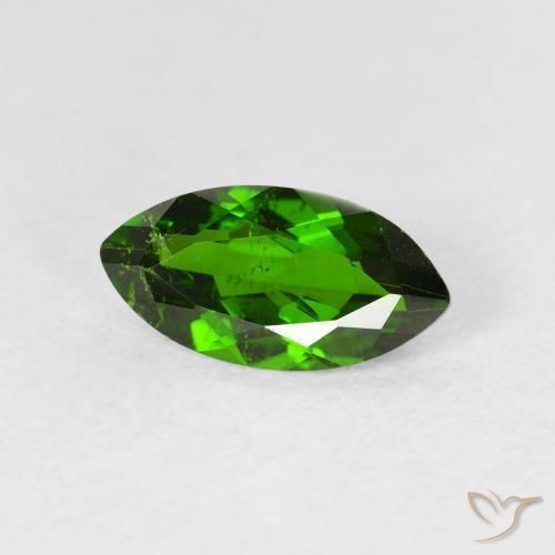 Diopside Chrome Medium Dark-Green naturelle Marquise, 1.18 ct, VS-SI
