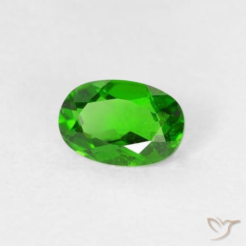 Diopside Chrome Vert intense naturelle ovale, 0.49 ct, VS