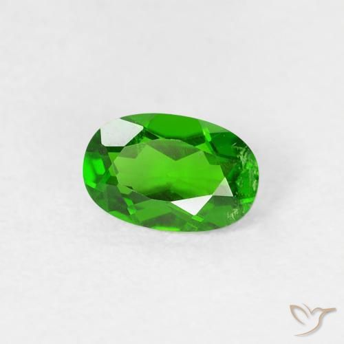 Diopside Chrome Vert intense naturelle ovale, 0.50 ct, VS