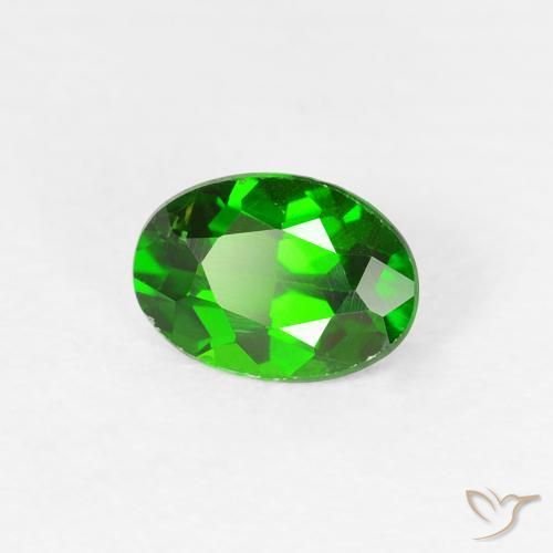 Diopside Chrome Vert intense naturelle ovale, 0.73 ct, VS
