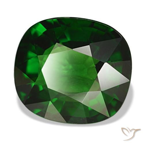 Tourmaline de chrome vert naturelle coupe coussin, 5,18 ct, VVS