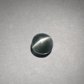 Chrysoberyl cat's eye vert naturelle coupe roude, 0,65 ct, translucide