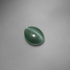 Chrysoberyl cat's eye vert naturelle coupe ovale, 1,45 ct, translucide