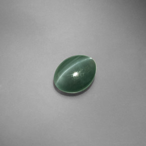 Chrysoberyl cat's eye vert naturelle coupe ovale, 1,45 ct, translucide