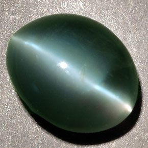 Chrysoberyl cat's eye vert naturelle coupe ovale, 2,48 ct, opaque