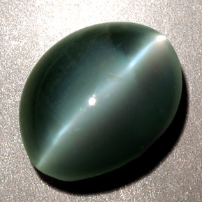 Chrysoberyl cat's eye vert naturelle coupe ovale, 2,48 ct, opaque
