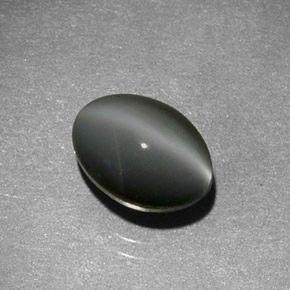 Chrysoberyl cat's eye gris naturelle coupe ovale, 1,59 ct, translucide