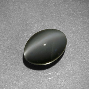 Chrysoberyl cat's eye gris naturelle coupe ovale, 1,59 ct, translucide