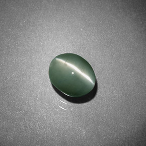 Chrysoberyl cat's eye vert naturelle coupe ovale, 0,93 ct, translucide