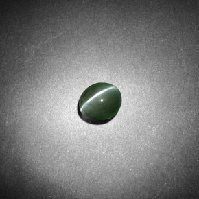 Chrysoberyl cat's eye vert naturelle coupe ovale, 0,53 ct, translucide