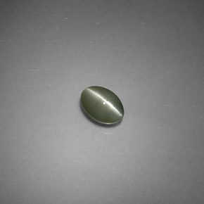 Chrysoberyl cat's eye vert naturelle coupe ovale, 0,79 ct, translucide