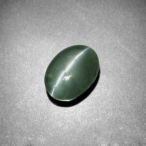 Chrysoberyl cat's eye vert naturelle coupe ovale, 3,04 ct, opaque
