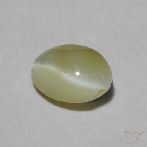 Oeil de Chat Chrysobéryl Vert jaunâtre naturelle ovale, 0.23 ct, Translucide