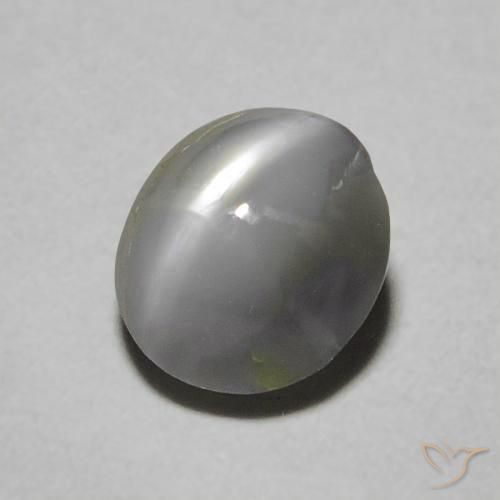 Oeil de Chat Chrysobéryl Gris moyen naturelle ovale, 0.97 ct, Opaque