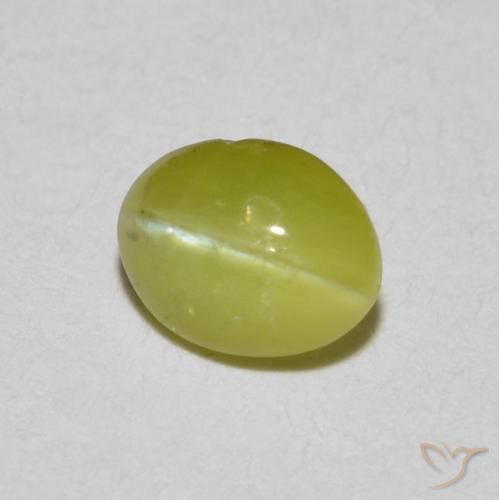 0.51ct Naturel Jaune moyen Oeil de Chat Chrysobéryl, ovale, Translucide