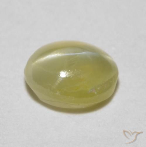 Oeil de Chat Chrysobéryl Jaune clair naturelle ovale, 0.52 ct, Translucide