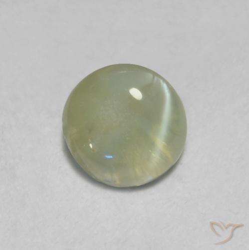 Oeil de Chat Chrysobéryl Vert grisâtre naturelle ovale, 0.52 ct, Translucide