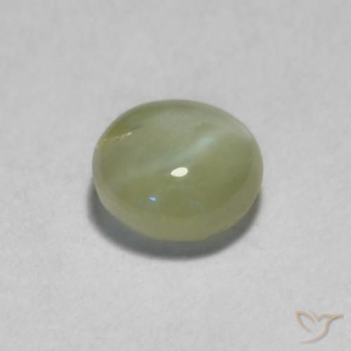Oeil de Chat Chrysobéryl Vert grisâtre naturelle ovale, 0.52 ct, Translucide