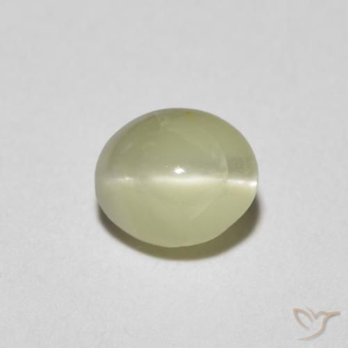 0.81ct Naturel Jaune verdâtre clair Oeil de Chat Chrysobéryl, ovale, Translucide