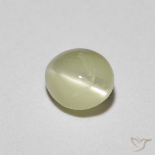 Oeil de Chat Chrysobéryl Jaune verdâtre clair naturelle ovale, 0.81 ct, Translucide