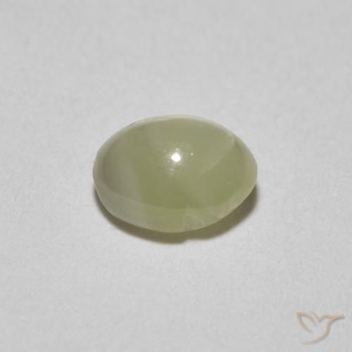 Oeil de Chat Chrysobéryl Jaune verdâtre clair naturelle ovale, 0.81 ct, Translucide