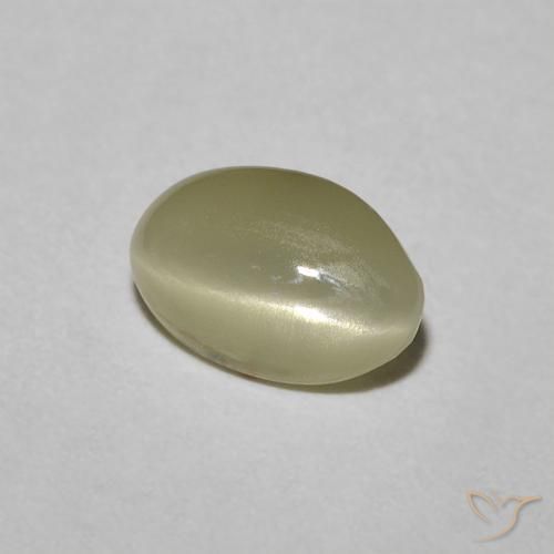 Oeil de Chat Chrysobéryl Jaune crème pâle naturelle ovale, 0.82 ct, Opaque
