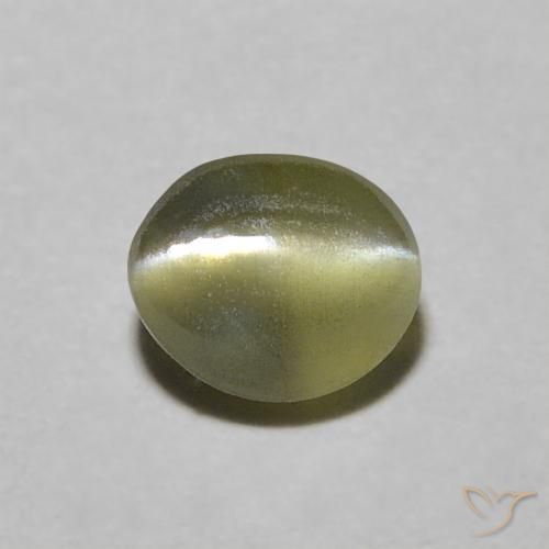 0.58ct Naturel Vert jaunâtre Oeil de Chat Chrysobéryl, ovale, Translucide
