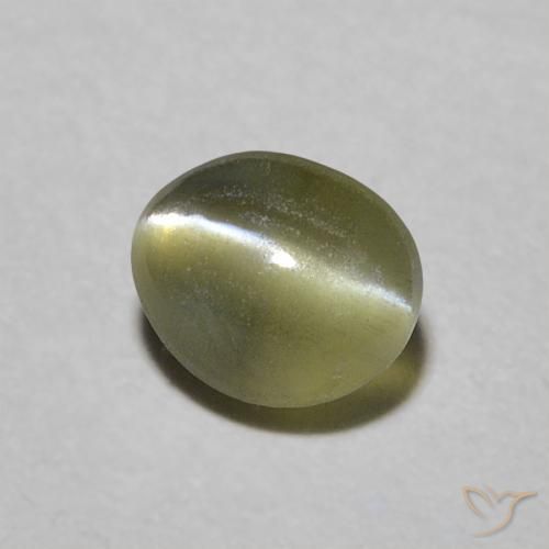 Oeil de Chat Chrysobéryl Vert jaunâtre naturelle ovale, 0.58 ct, Translucide