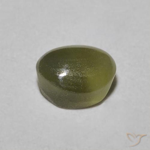 Oeil de Chat Chrysobéryl Vert jaunâtre naturelle ovale, 0.58 ct, Translucide