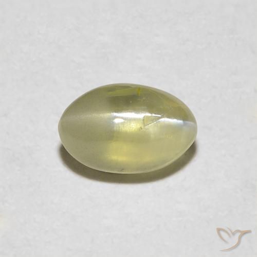 0.48ct Naturel Jaune crème pâle Oeil de Chat Chrysobéryl, ovale, Translucide