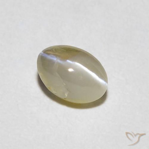 Oeil de Chat Chrysobéryl Jaune clair naturelle ovale, 0.41 ct, Translucide