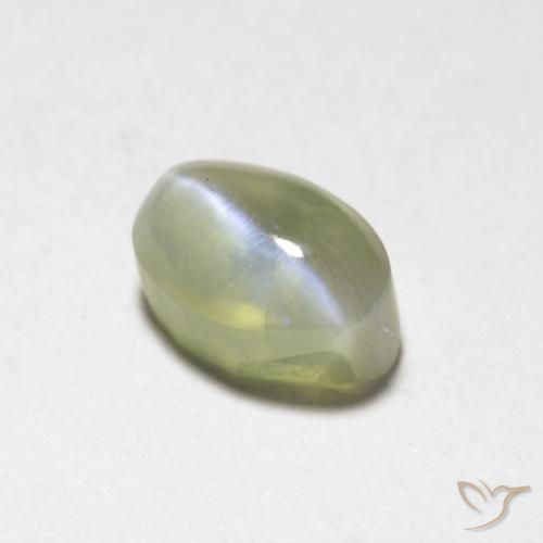 0.87ct Naturel Jaune clair Oeil de Chat Chrysobéryl, ovale, Translucide