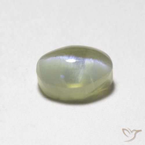 Oeil de Chat Chrysobéryl Jaune clair naturelle ovale, 0.87 ct, Translucide