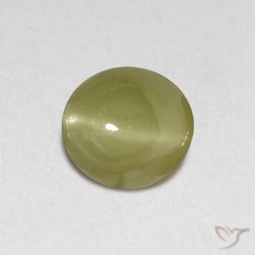 Chrysoberyl cat's eye jaune naturelle coupe ovale, 0,40 ct, translucide