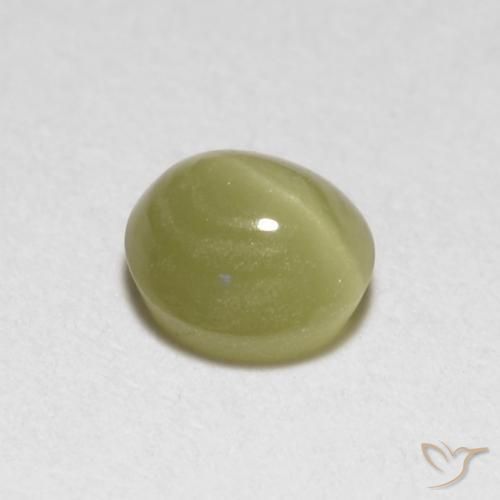 Chrysoberyl cat's eye jaune naturelle coupe ovale, 0,40 ct, translucide