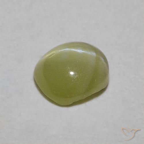 Oeil de Chat Chrysobéryl Vert jaunâtre naturelle ovale, 0.47 ct, Translucide