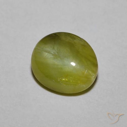 Chrysoberyl cat's eye vert naturelle coupe ovale, 1,21 ct, translucide