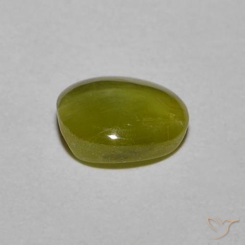 Chrysoberyl cat's eye vert naturelle coupe ovale, 1,21 ct, translucide