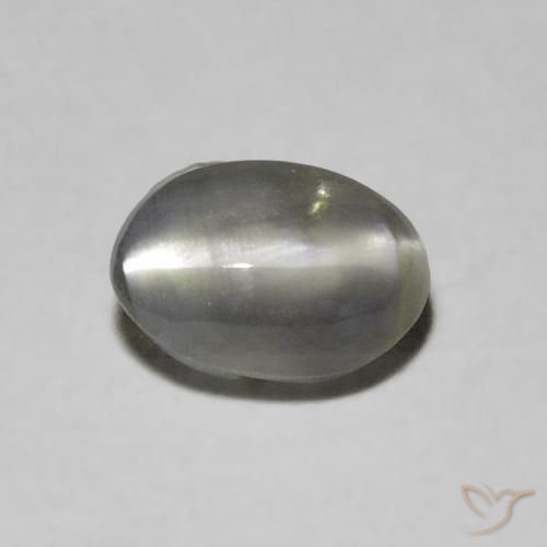 0.73ct Naturel Gris foncé Oeil de Chat Chrysobéryl, ovale, Translucide