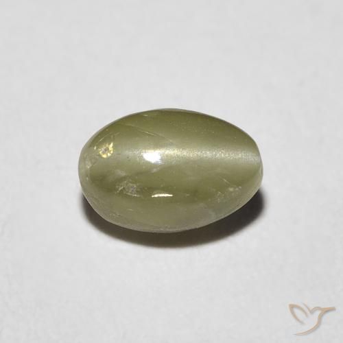 0.82ct Naturel Vert jaunâtre Oeil de Chat Chrysobéryl, ovale, Translucide