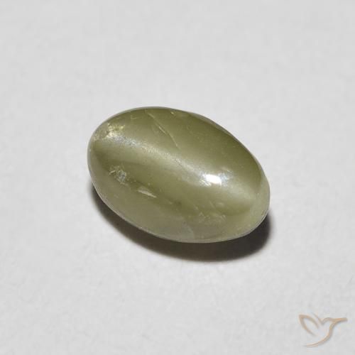 Oeil de Chat Chrysobéryl Vert jaunâtre naturelle ovale, 0.82 ct, Translucide