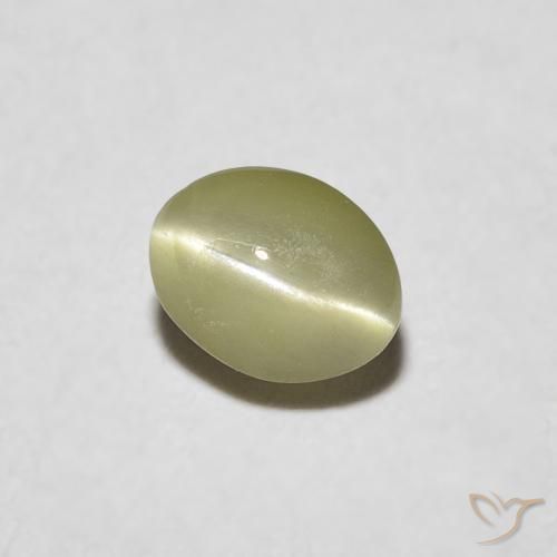 Oeil de Chat Chrysobéryl Vert jaunâtre naturelle ovale, 0.39 ct, Translucide