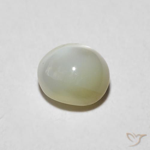 Oeil de Chat Chrysobéryl Jaune-vert grisâtre naturelle ovale, 0.92 ct, Translucide