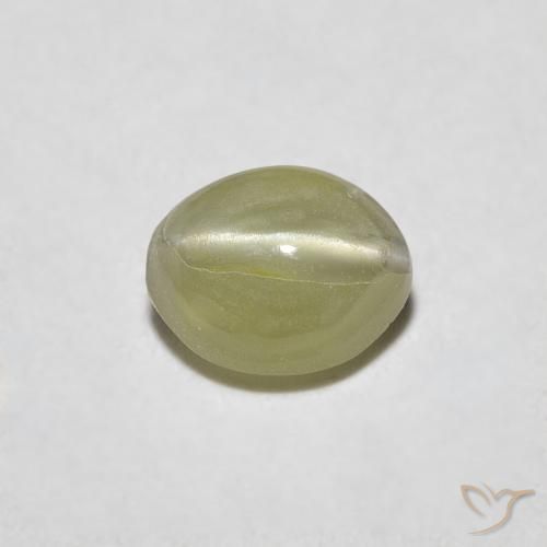 0.45ct Naturel Vert jaunâtre Oeil de Chat Chrysobéryl, ovale, Translucide