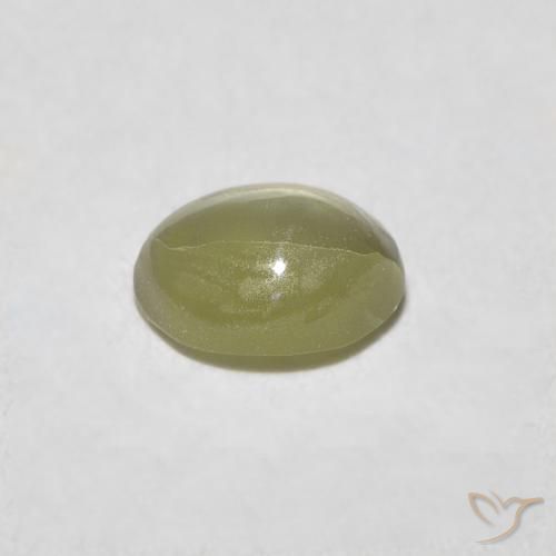 Oeil de Chat Chrysobéryl Vert jaunâtre naturelle ovale, 0.45 ct, Translucide