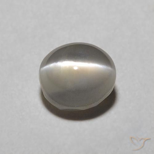 0.57ct Naturel Gris très clair Oeil de Chat Chrysobéryl, ovale, Translucide