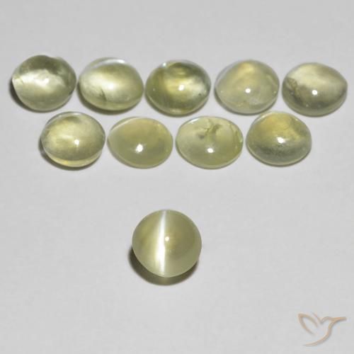 0.37ct Naturel Jaune clair Oeil de Chat Chrysobéryl, Tour, Transparent