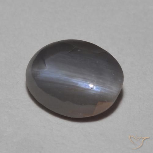 Oeil de Chat Chrysobéryl Gris moyen naturelle ovale, 0.62 ct, Opaque