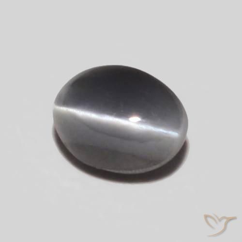 Oeil de Chat Chrysobéryl Gris moyen naturelle ovale, 0.30 ct, Opaque